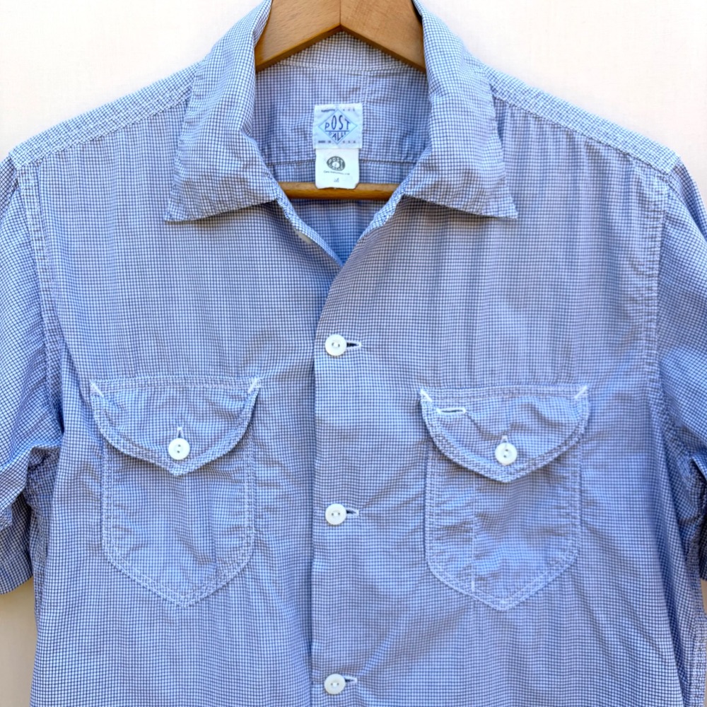 Post O'Alls Shirt‎ Mens M Blue Check Short Sleeve Button Up Workwear USA Made - Picture 4 of 8